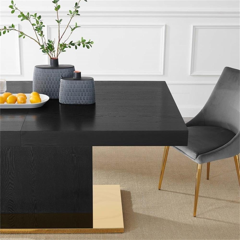 Modway Vector Expandable Modern Wood Dining Table in Walnut/Gold