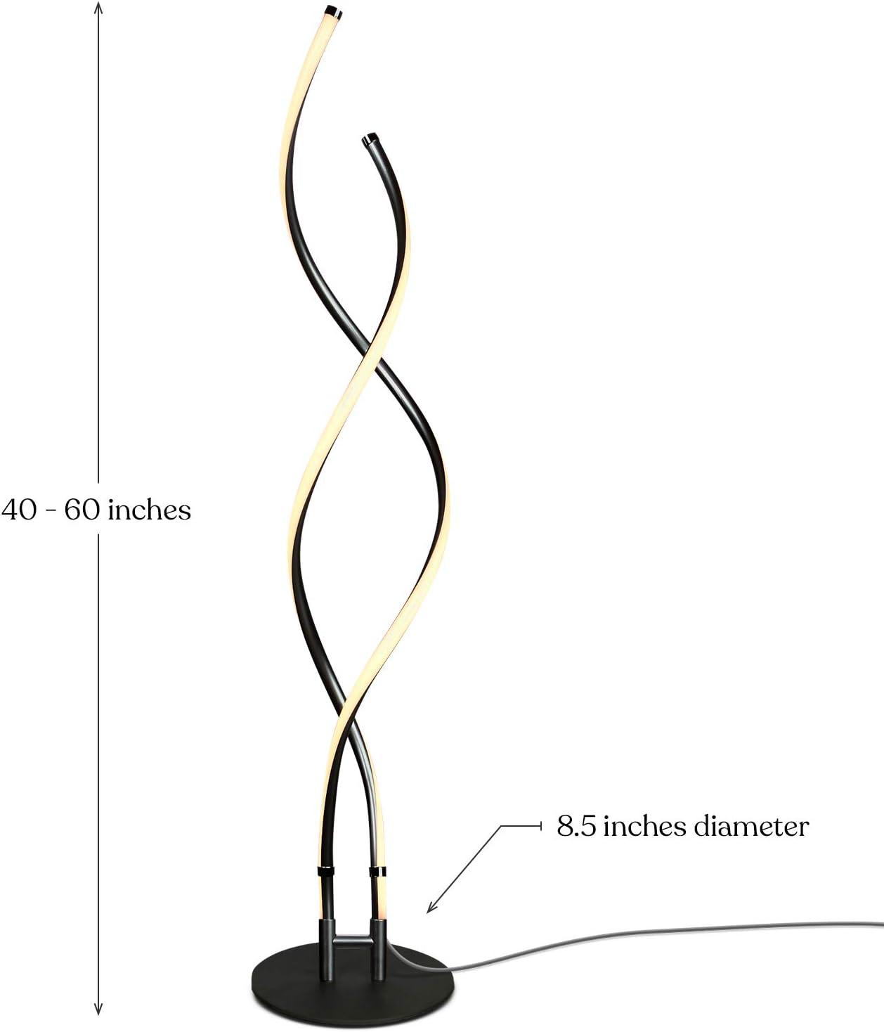 Brightech Embrace 40–60" 2-in-1 Modern LED Spiral Floor and Table Lamp with Black Finish, Adjustable Height, and Built-In 3-Way Dimmer