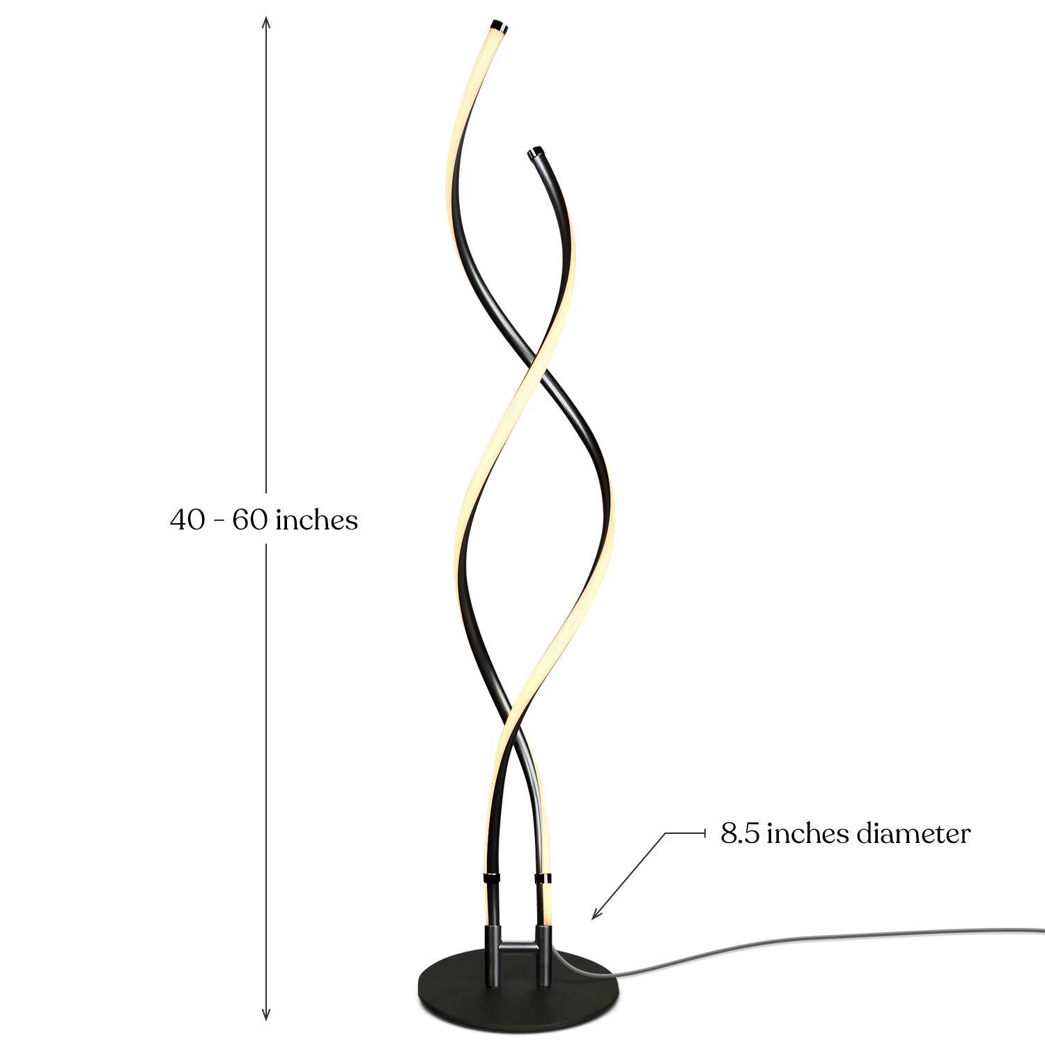 Brightech Embrace 40–60" 2-in-1 Modern LED Spiral Floor and Table Lamp with Black Finish, Adjustable Height, and Built-In 3-Way Dimmer
