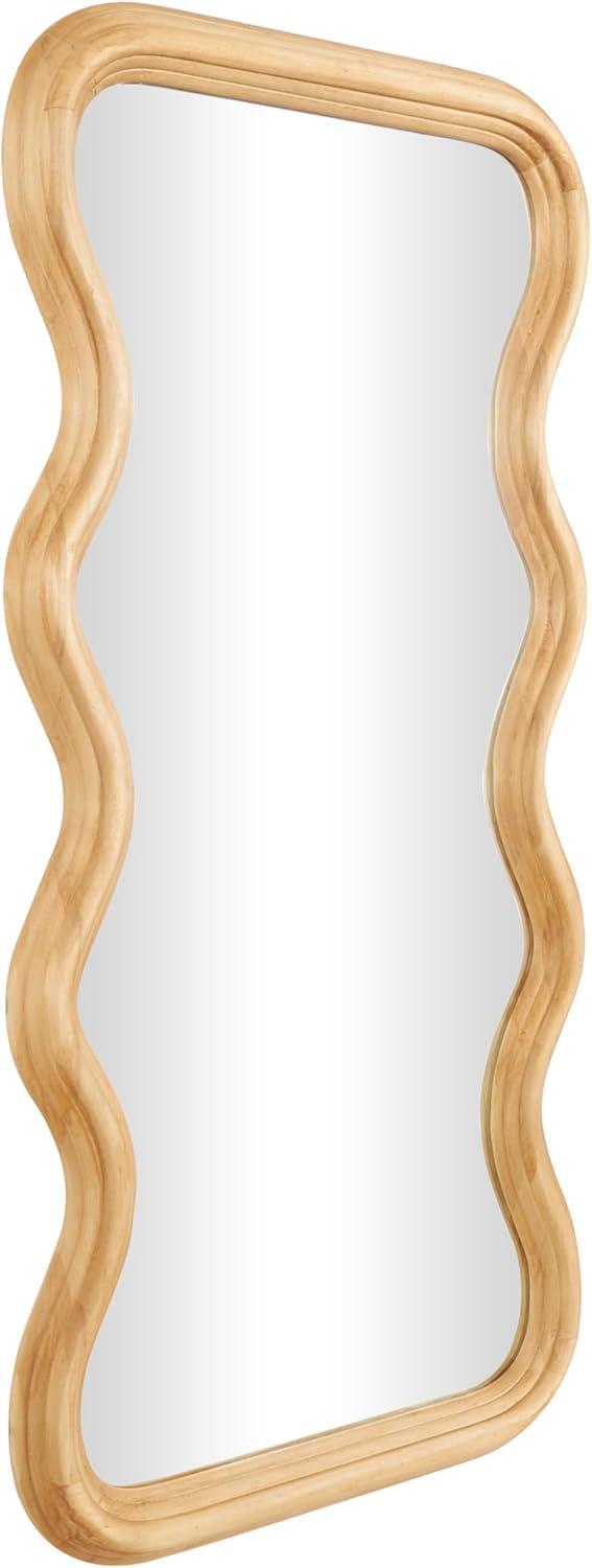 Dupont Wood Wavy Brown Wall Mirror with Dimensional Carved Frame