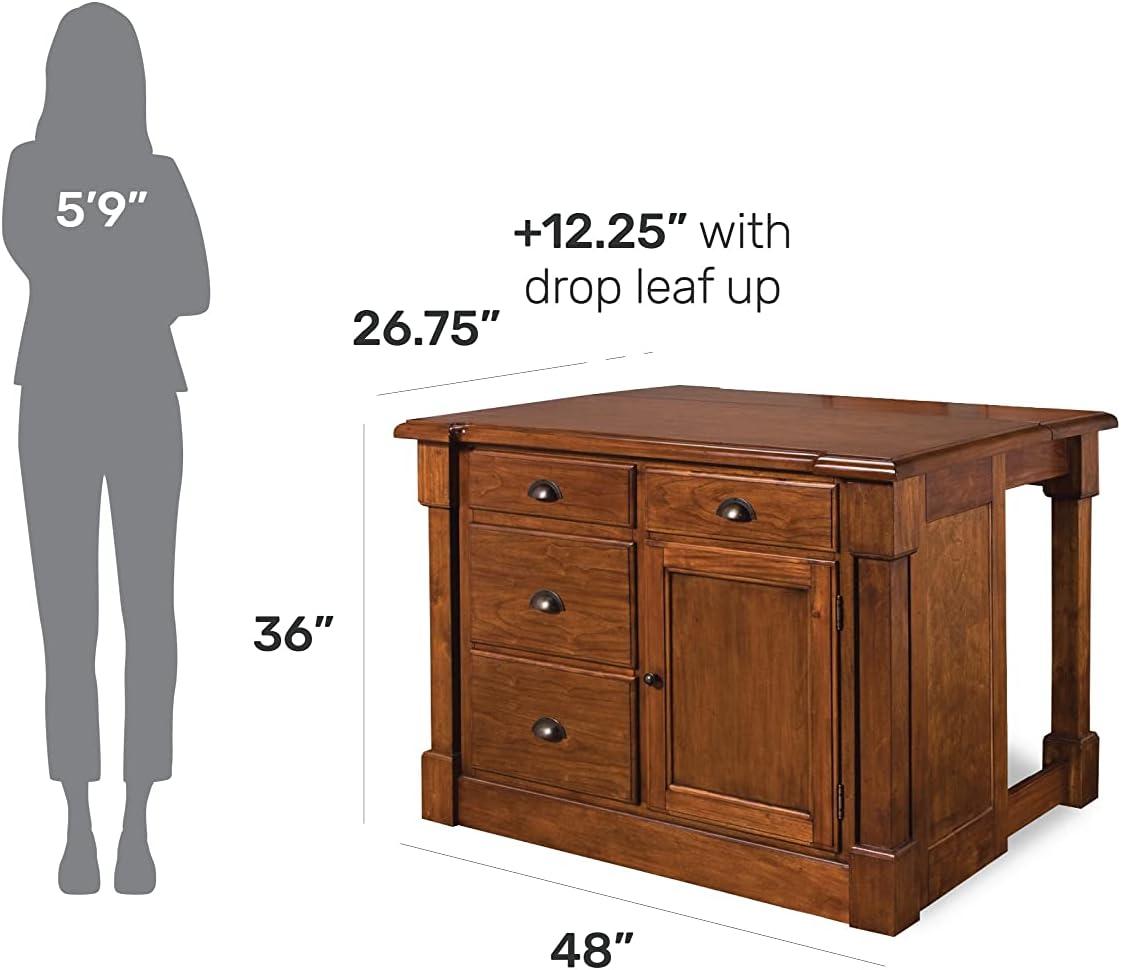 Homestyles Aspen Wood Kitchen Island in Brown