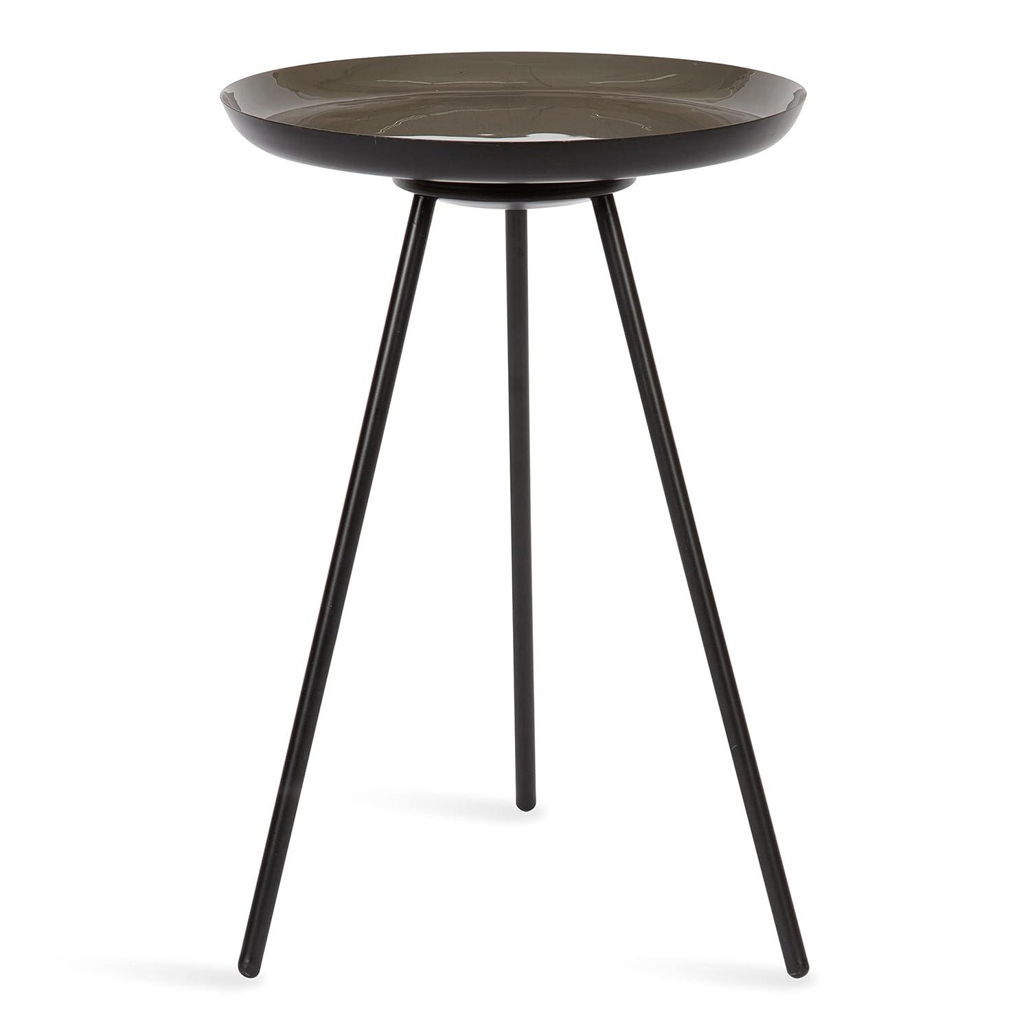 Kate and Laurel Laranya Round Metal Side Table, 15x15x22.5, Brown and Black