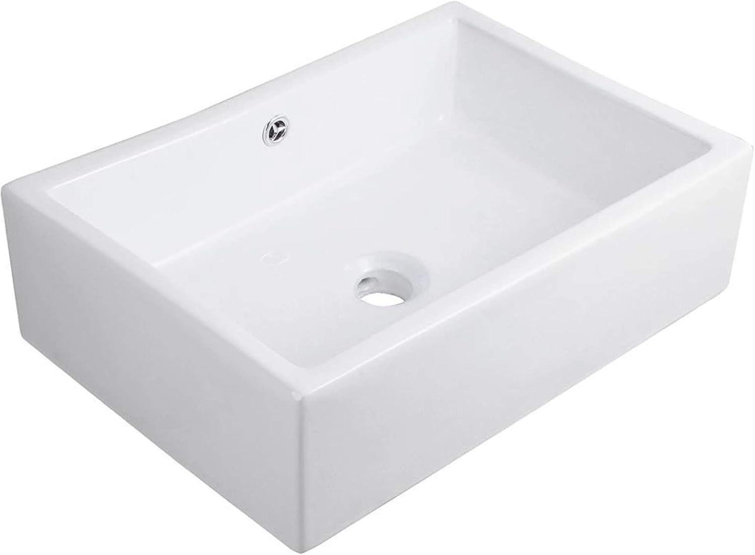 Novatto 20.5'' White Porcelain Rectangular Bathroom Sink with Overflow