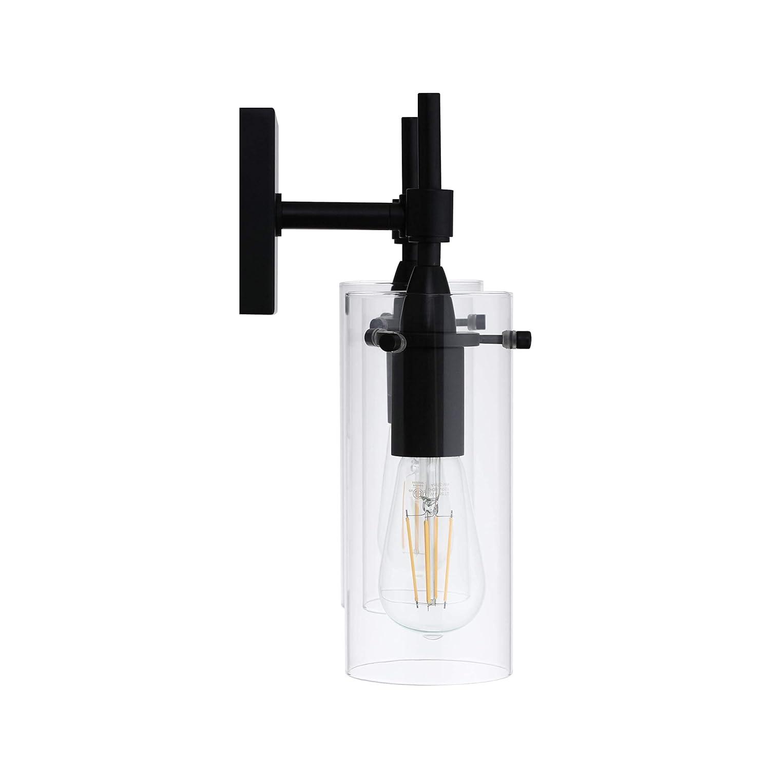 Linea di Liara Effimero Modern Farmhouse Bathroom Vanity Lights Fixtures 3 Lights Over Mirror Matte Black Vanity Lights for Bathroom Light Fixtures Industrial Lighting Frosted Glass Covers, UL Listed