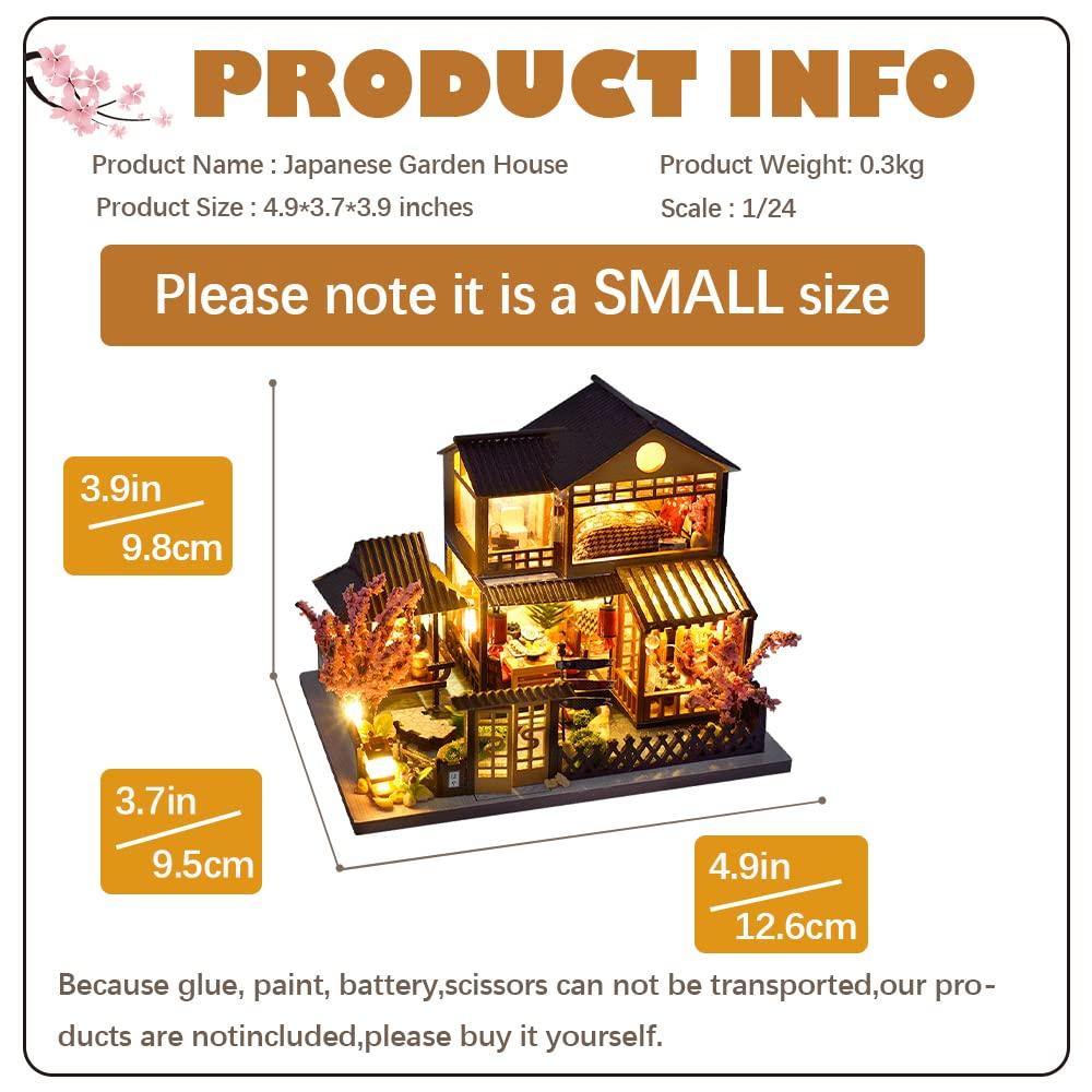 CUTEBEE Dollhouse Miniature with Furniture, DIY Wooden Dollhouse Kit Plus Dust Proof, Creative Room Idea (Japanese Garden House)