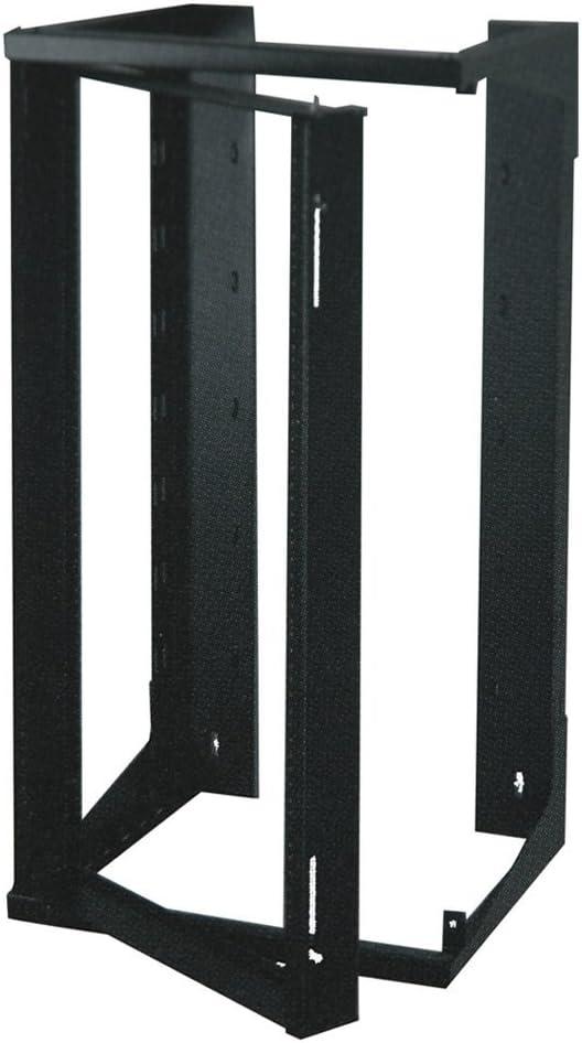 Quest Manufacturing Co. Swing-Out Open Frame Wall Rack, 25U, Black