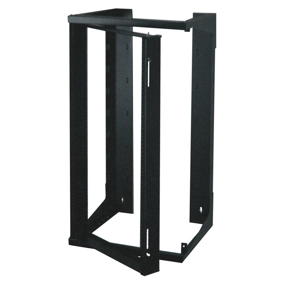 Quest Manufacturing Co. Swing-Out Open Frame Wall Rack, 25U, Black