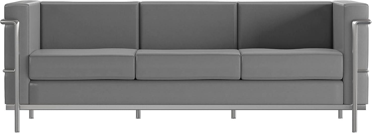 Flash Furniture Hercules Regal Series Contemporary Gray LeatherSoft Sofa with Encasing Frame