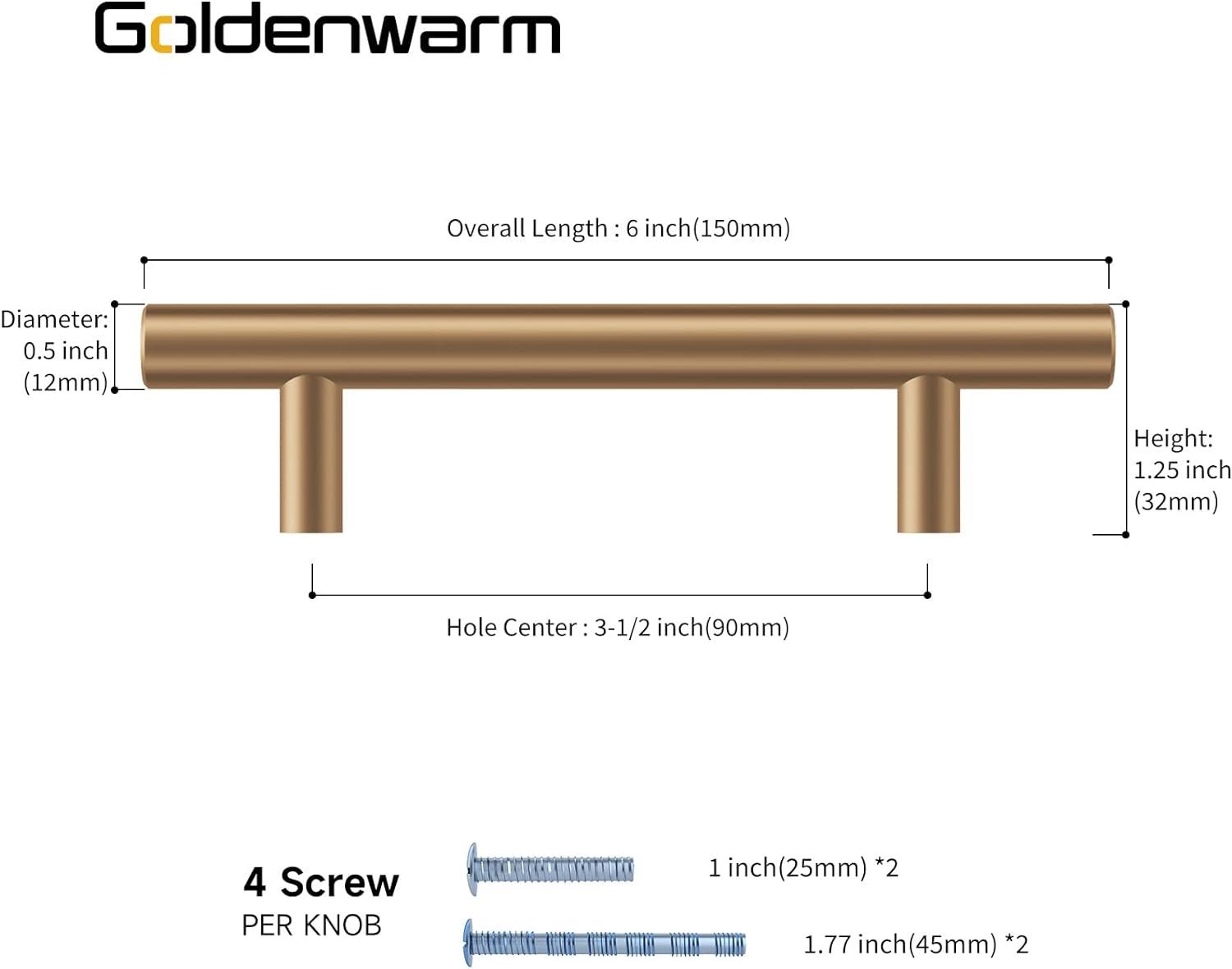 goldenwarm 10 Pack Champagne Bronze Cabinet Pulls Gold Cabinet Handles 3 inch(76mm) Champagne Drawer Pulls Brushed Bronze Cabinet Pulls Kitchen Bathroom Bedroom Furniture Handles