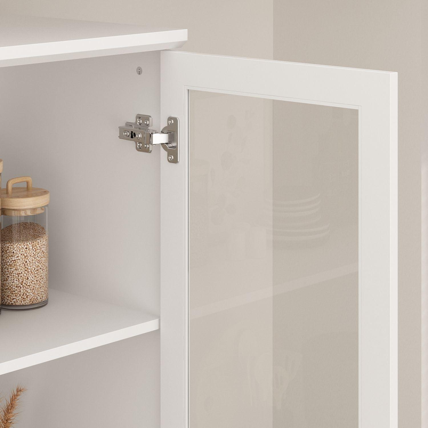 China Cabinet with Tempered Glass Doors Glass Door Storage Cabinet 31.5"W