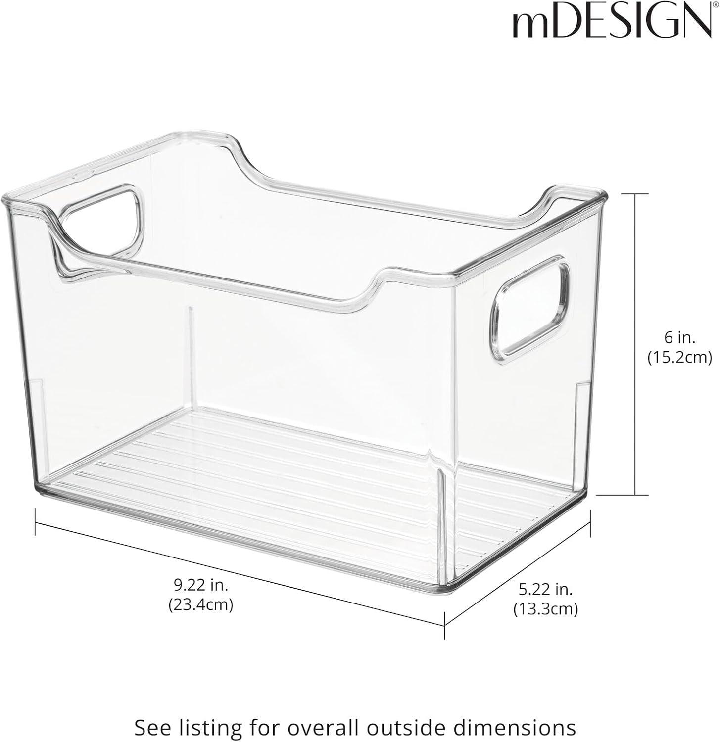 mDesign Deep Plastic Office Storage Container Bin with Handles - Clear