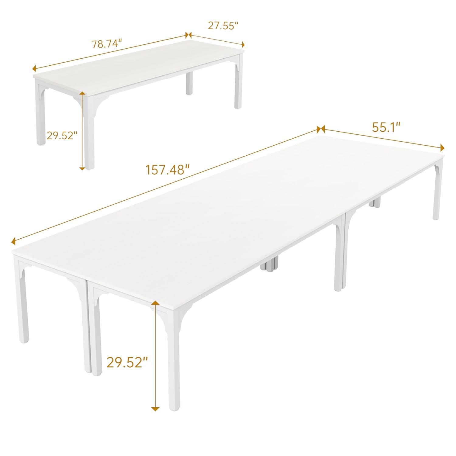 13FT Conference Table, Super Sturdy Large Rectangle Meeting Seminar Table for 16 Person, Long Business Tables, 4 Pcs White
