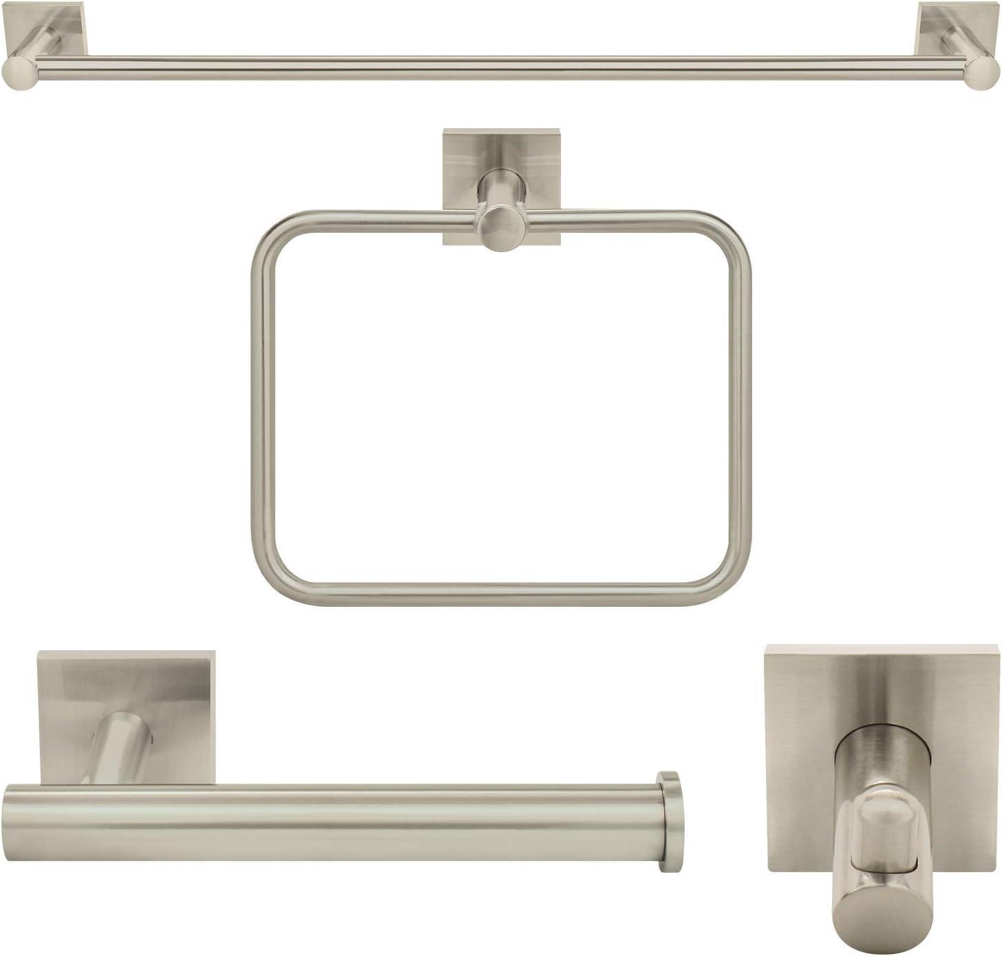 Satin Nickel Modern 4-Piece Bathroom Hardware Set