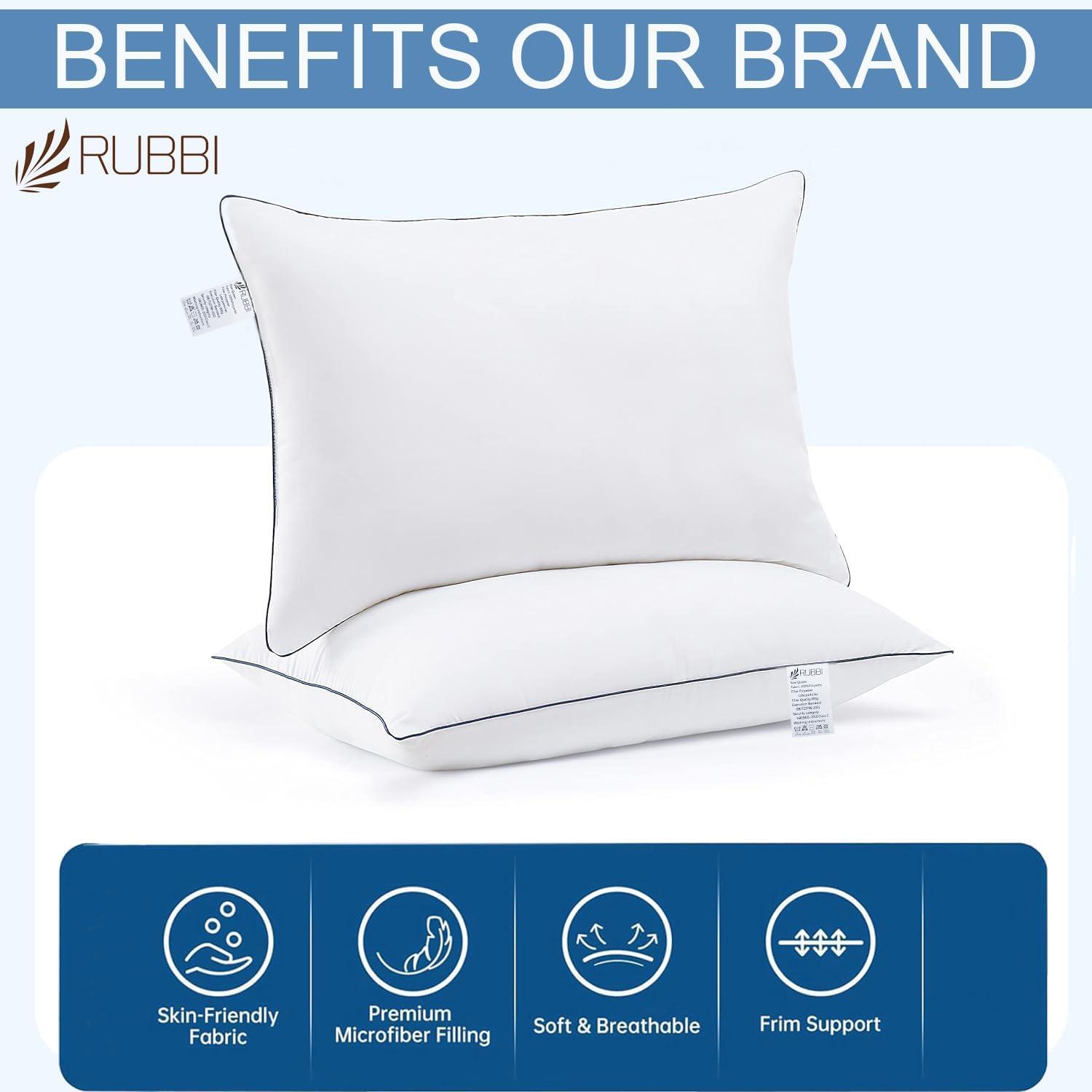 Queen Size White Microfiber Plush Bed Pillows Set