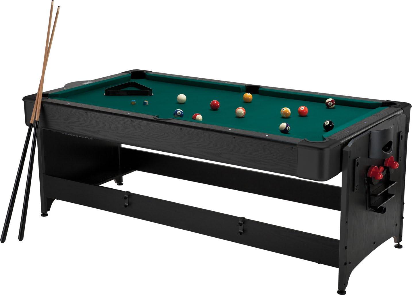 7-Foot Black 2-in-1 Air Hockey and Pool Table