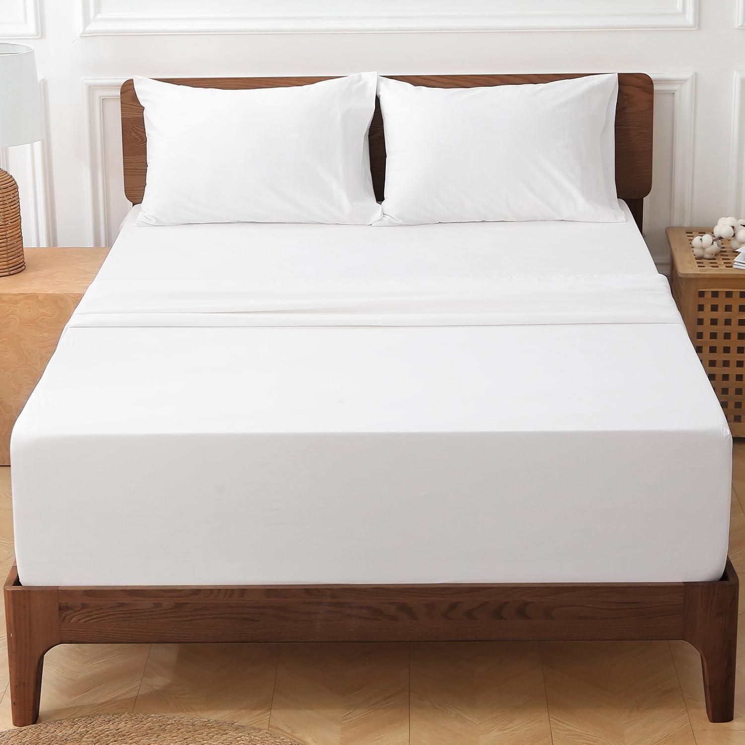 HYPREST 100% Cotton Sheets Extra Deep Pocket, Hotel Luxury Soft Cooling Cotton Sheet Sets