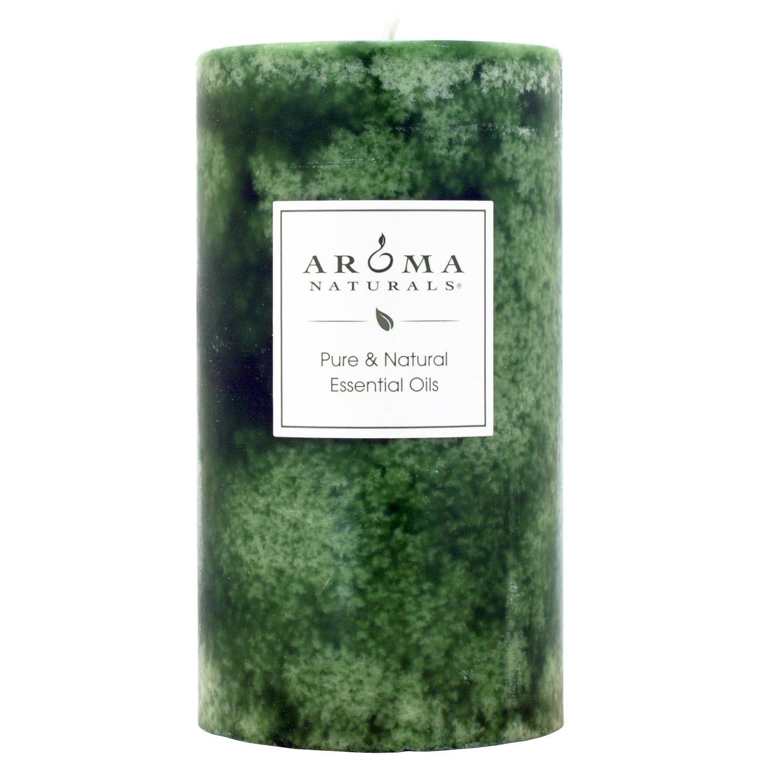 Aroma Naturals Holiday Juniper, Spruce and Basil Essential Oil Pillar Candle, Fresh Forest, 2.75 inch x 5 inch