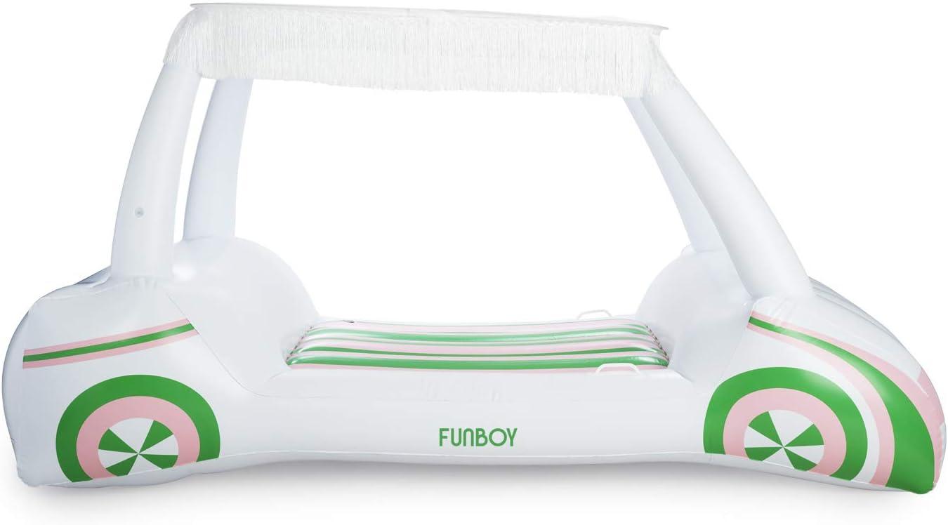 Oversized White and Green Inflatable Golf Cart Pool Lounger