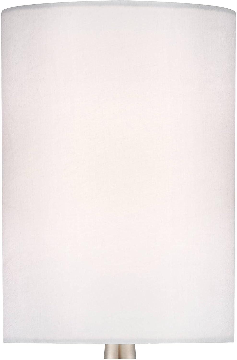 360 Lighting Evans Modern Accent Table Lamps 21" High Set of 2 Brushed Nickel Metal Teardrop White Cylinder Shade for Bedroom Living Room House Home