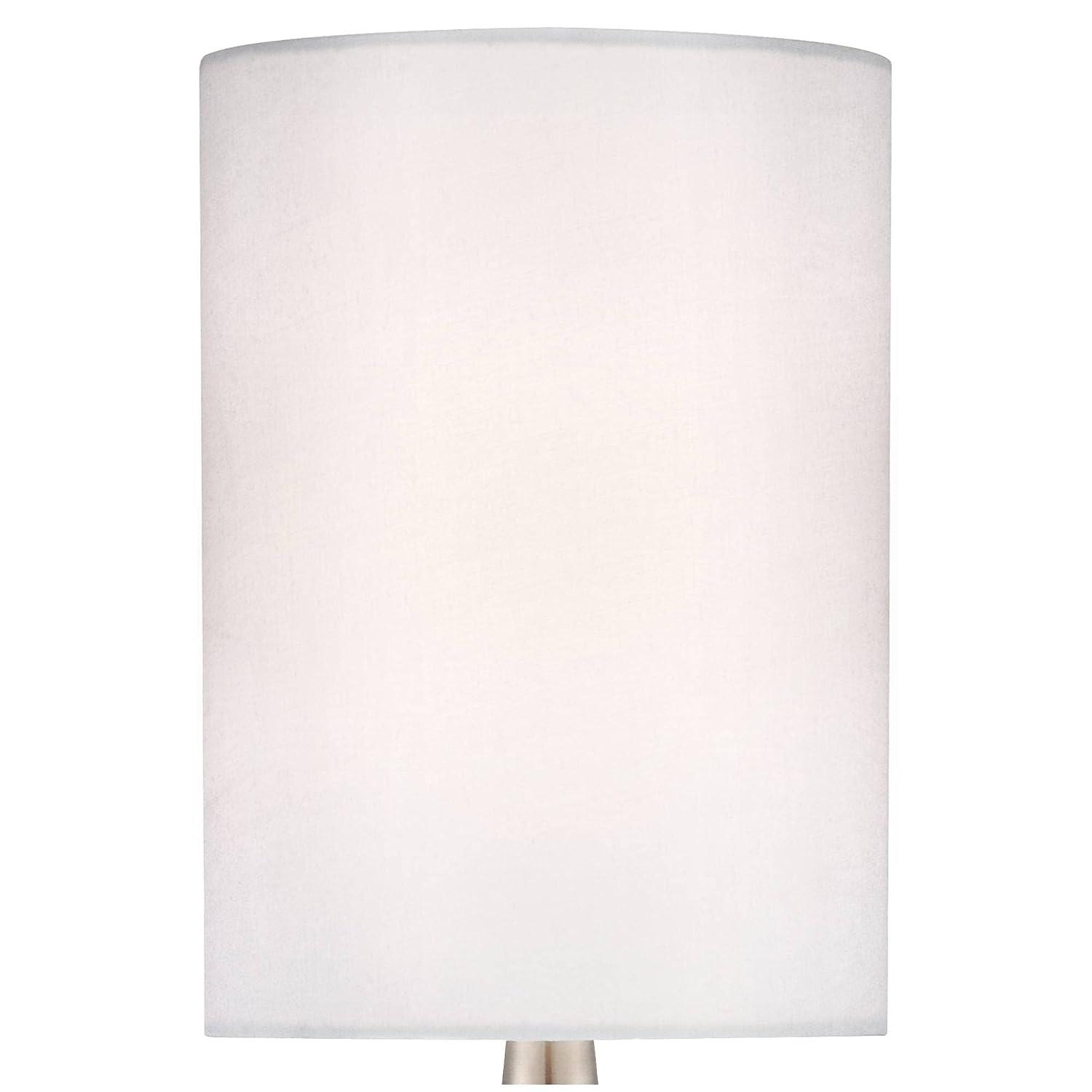 360 Lighting Evans Modern Accent Table Lamps 21" High Set of 2 Brushed Nickel Metal Teardrop White Cylinder Shade for Bedroom Living Room House Home