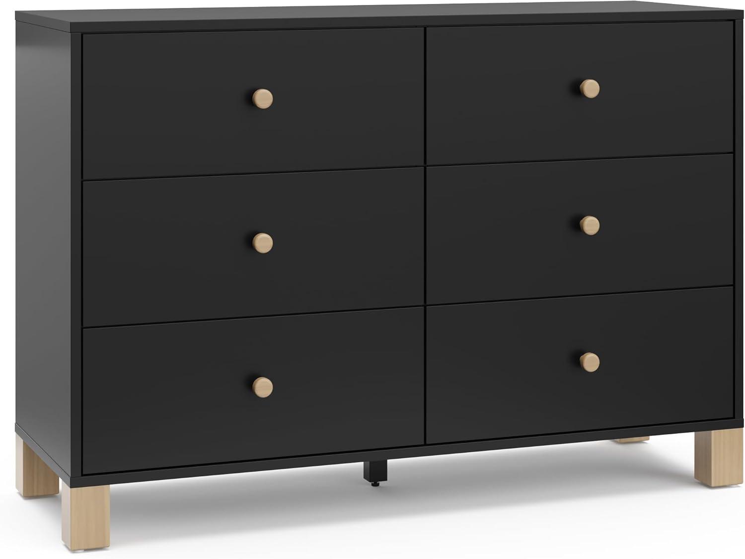 Black and Driftwood 6-Drawer Nursery Dresser