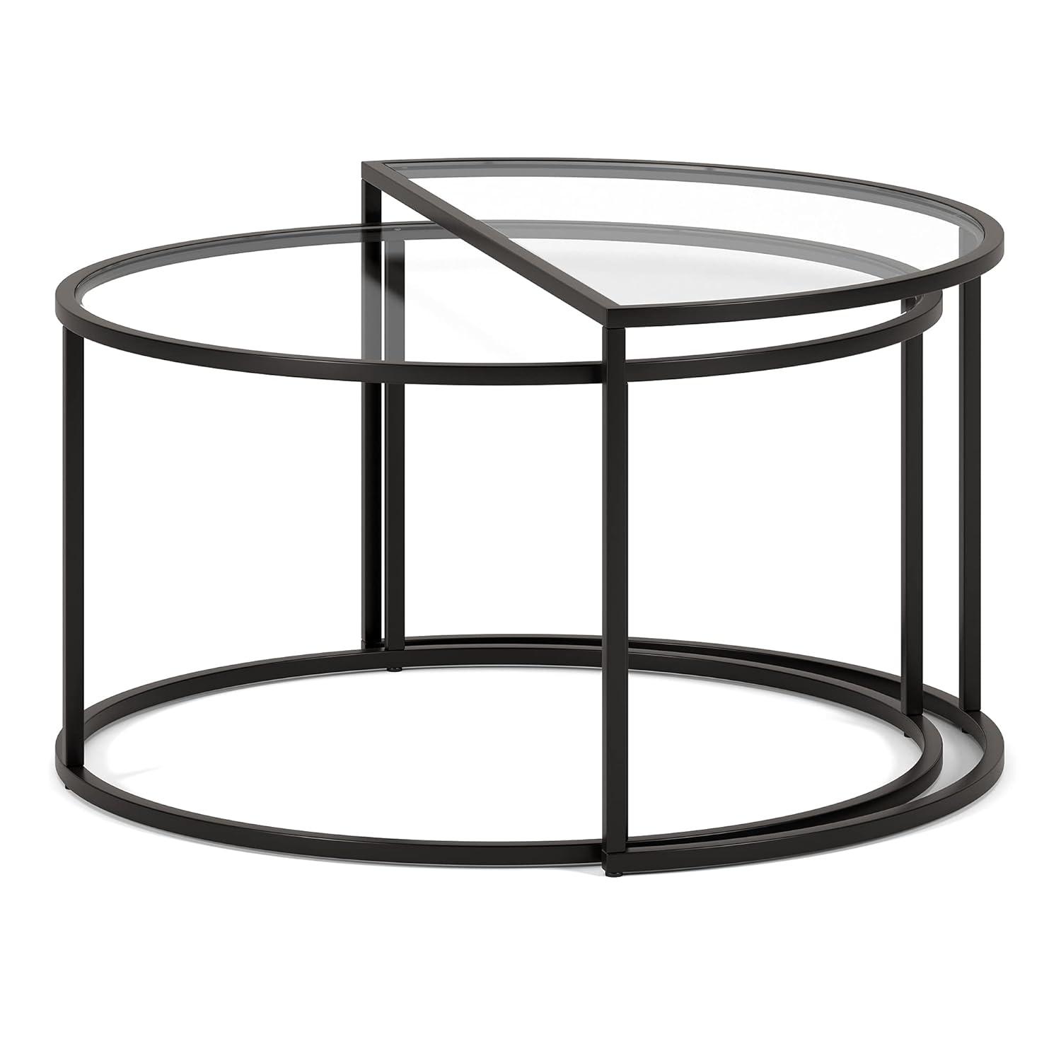 Evelyn&Zoe Luna Round & Demilune Nested Coffee Table, Blackened Bronze