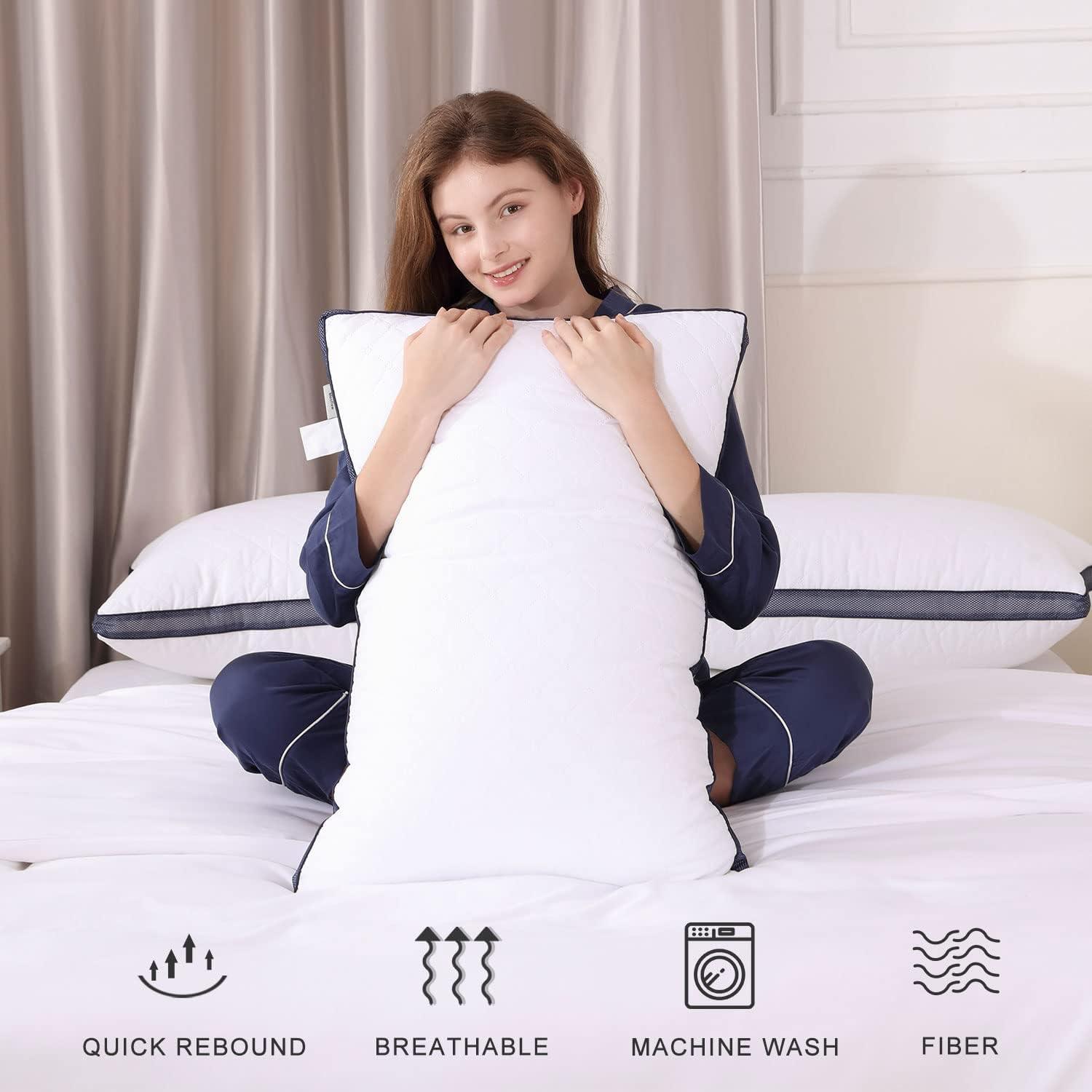 Standard White Quilted Luxury Hotel Bed Pillows Set