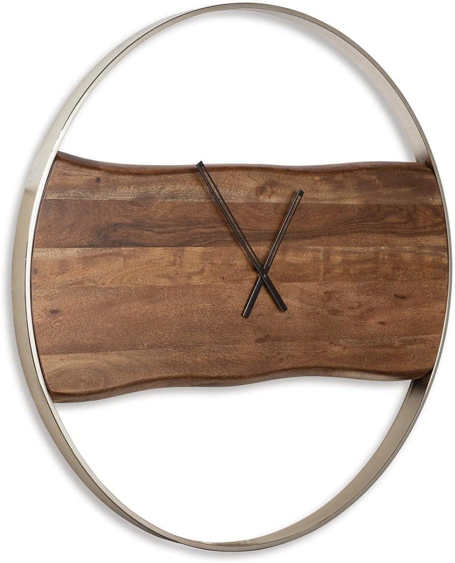 Signature Design by Ashley Casual Panchali Wall Clock  Brown/Silver Finish