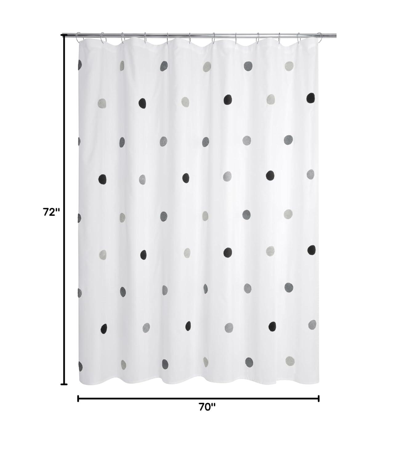 Allure Home Creations Dots Shower Curtain: Polyester Bath Curtain, Microfiber, Buttonhole Top