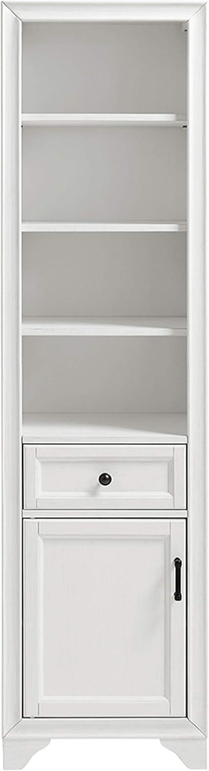 Crosley Furniture Tara Wood Classic Linen Cabinet in Vintage White/Black