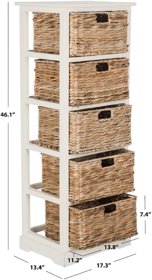 Dovecove White 5-Drawer Wicker Basket Storage Tower (Fully Assembled) | Wayfair