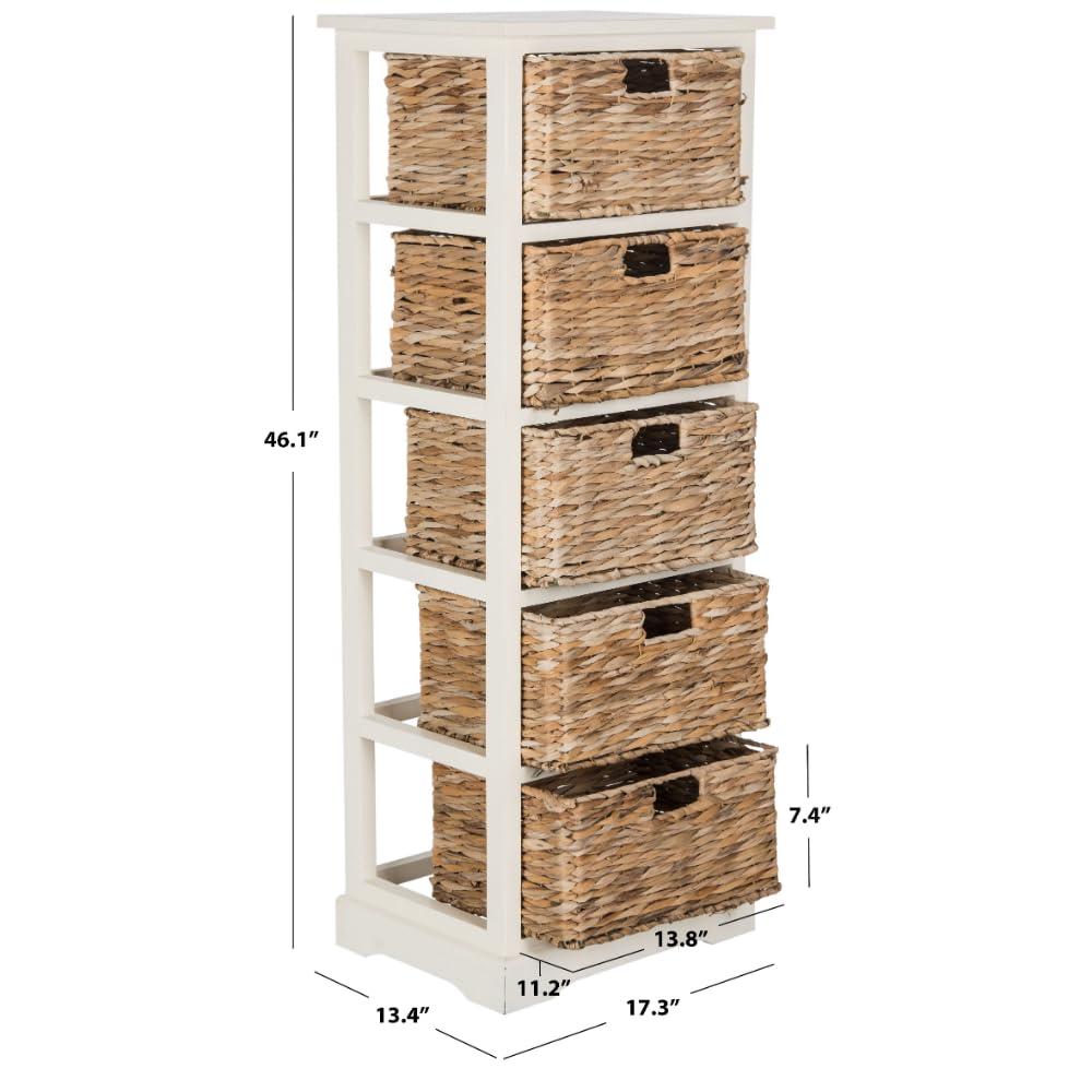Dovecove White 5-Drawer Wicker Basket Storage Tower (Fully Assembled) | Wayfair