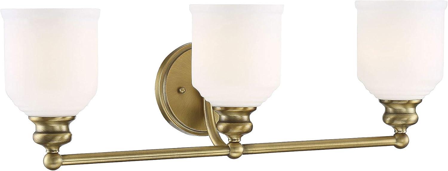 Warm Brass 3-Light Dimmable Bathroom Vanity Fixture