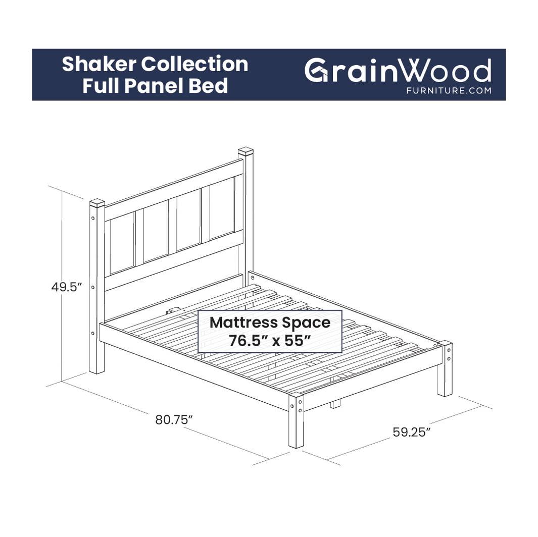Shaker Solid Wood Panel Bed