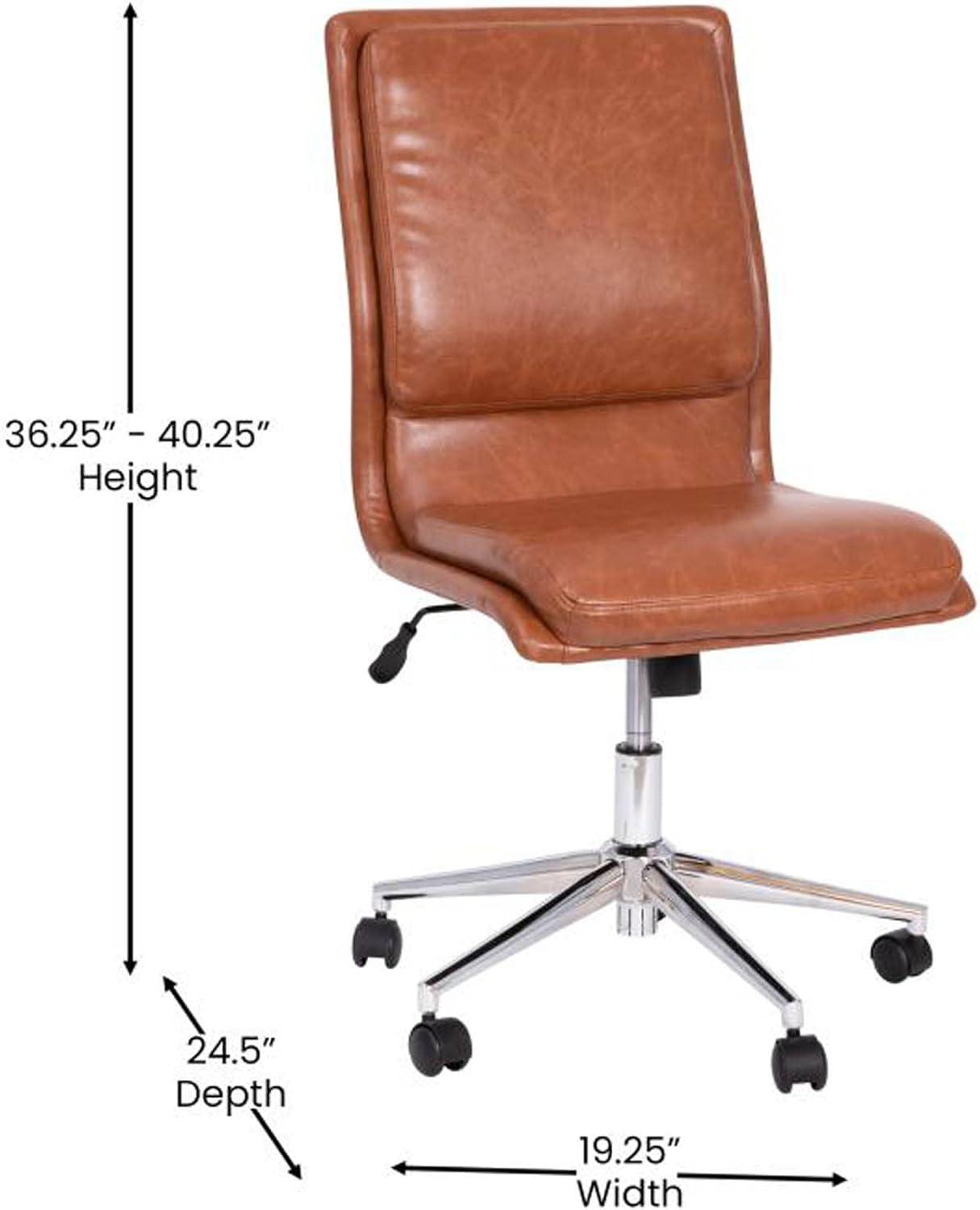 Flash Furniture Madigan Mid-Back Armless Swivel Task Office Chair with Upholstery and Adjustable Metal Base