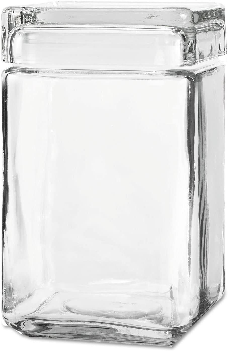 Oneida 85588R Stackable Square Glass Jar w/Glass Lid, 1.5 qt, Clear Case of 4