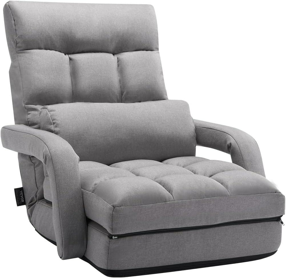 Trule Floor Chair with 5 Adjustable Position and Armrest Floor Gaming Chair Gray