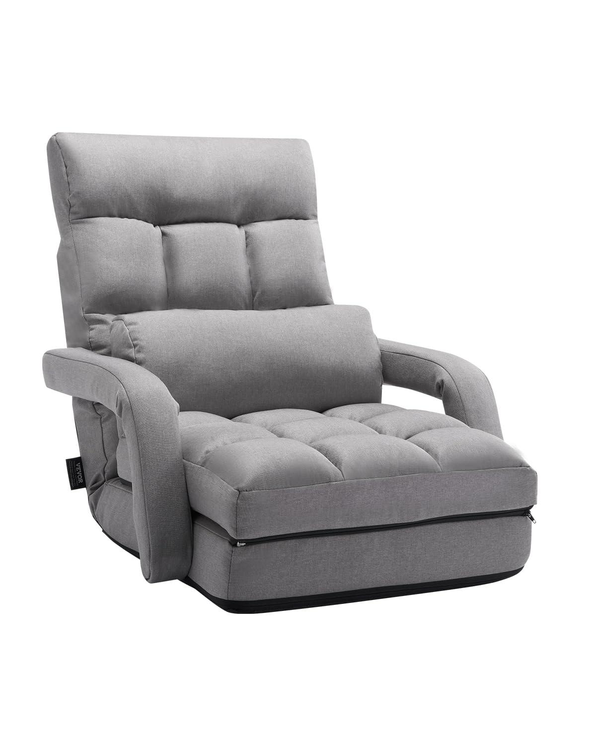Trule Floor Chair with 5 Adjustable Position and Armrest Floor Gaming Chair Gray