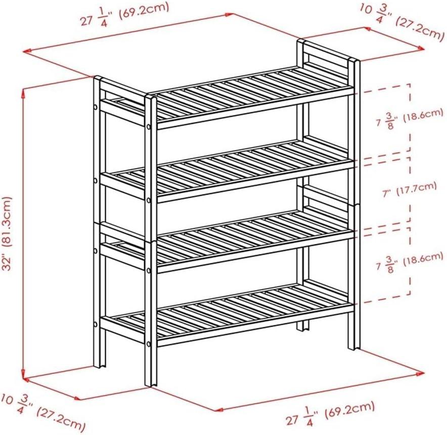 Natural Wood Stackable 4-Tier Shoe Rack