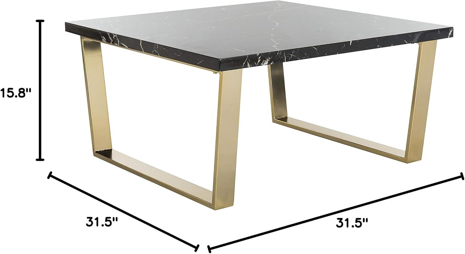 Carmen Black Marble and Brass Square Coffee Table