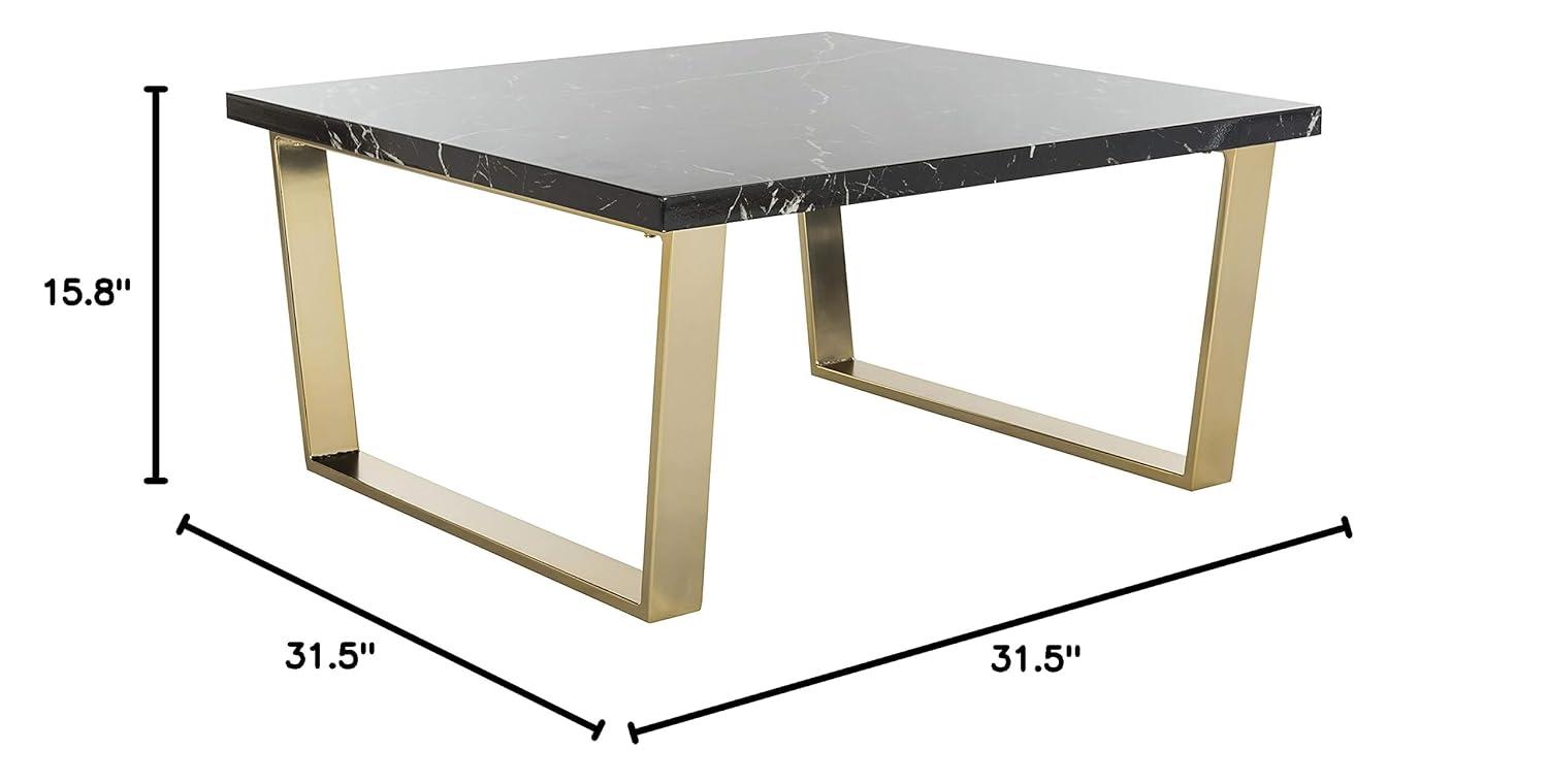 Carmen Square Coffee Table - Black/Brass - Safavieh