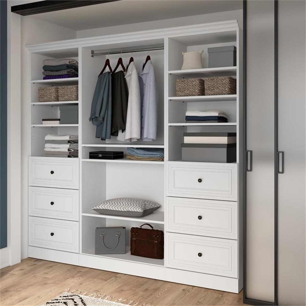 Bestar Versatile 86" Engineered Wood Closet Organizer w/ Drawers in White