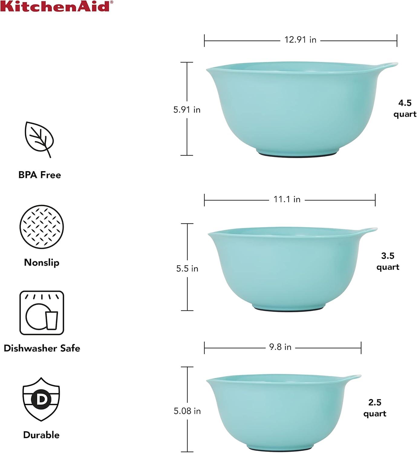 Aqua Sky Silicone Nesting Mixing Bowls Set of 3