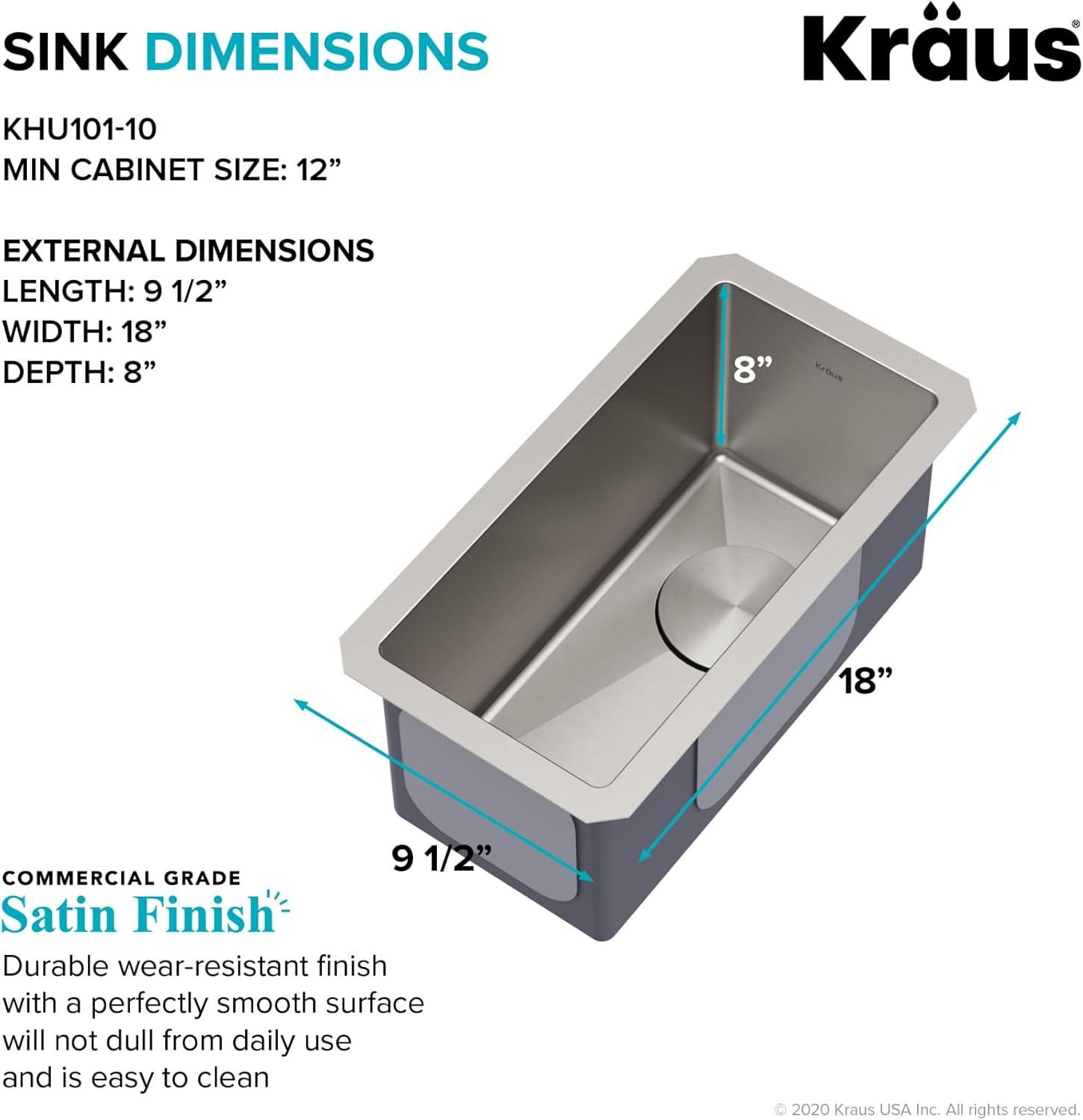 KRAUS Standart Pro Undermount 16 Gauge Stainless Steel Bar Kitchen Sink