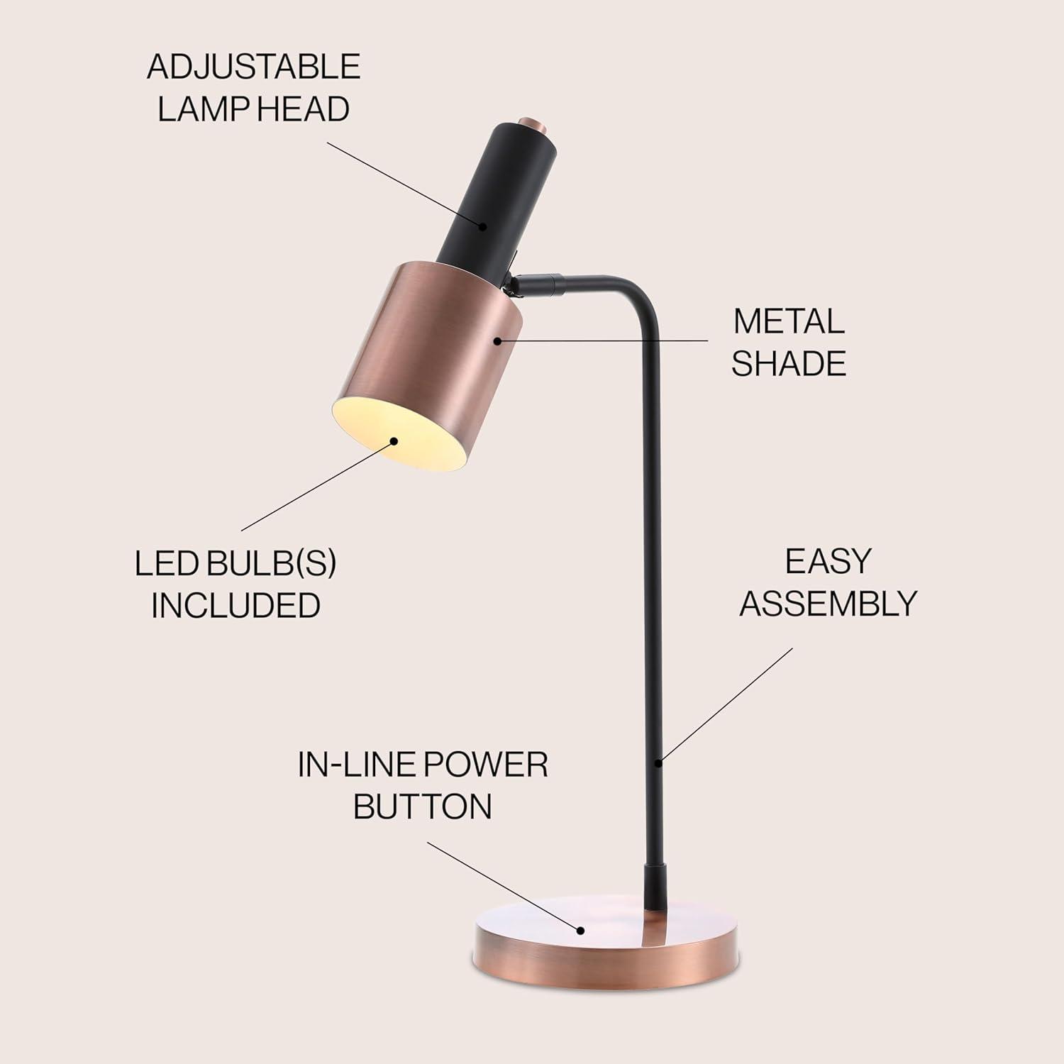 Brady 22" Black and Copper Metal LED Desk Lamp