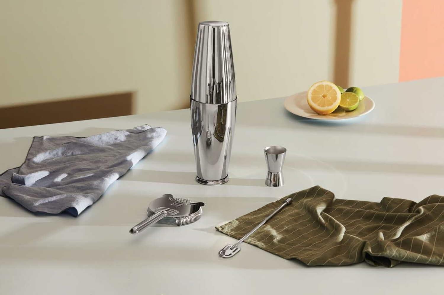 Alessi Silver Stainless Steel Boston Cocktail Shaker Set