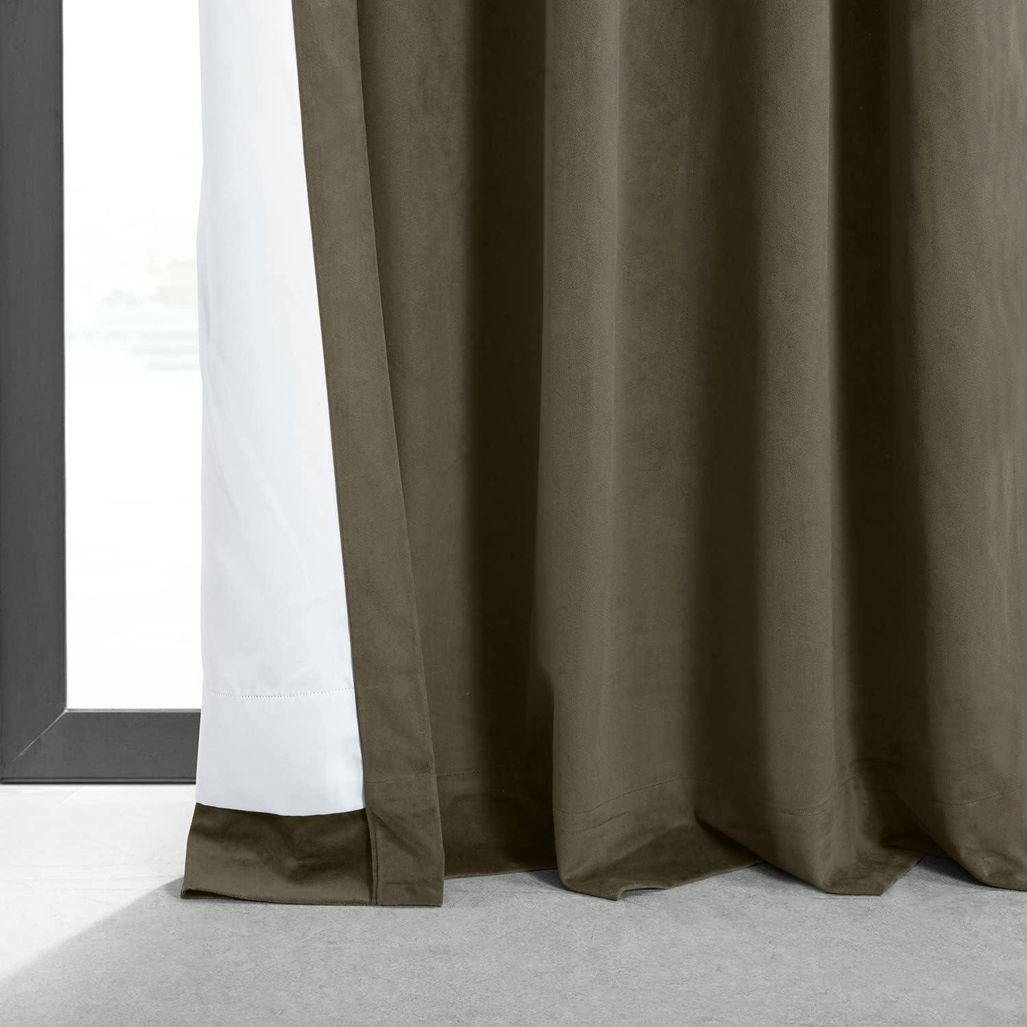 Signature Denver Taupe Blackout Velvet Curtain (1 Panel), Denver Taupe, 50W X 84L