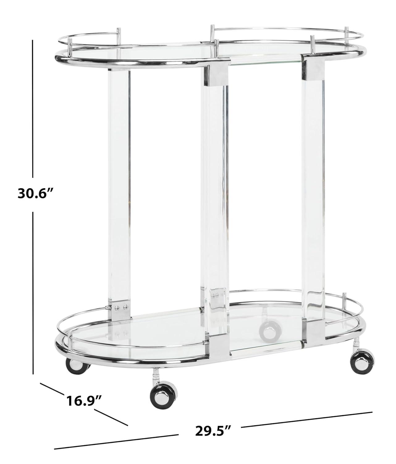 Lennon Acrylic Bar Trolley - Chrome - Safavieh