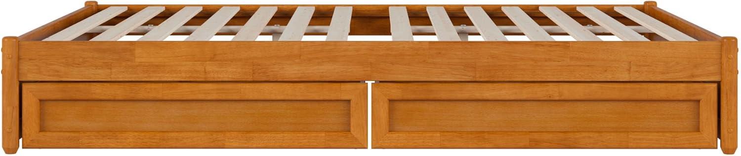 Barcelona Queen Wood Panel Platform Bed with Storage Drawers in Light Toffee