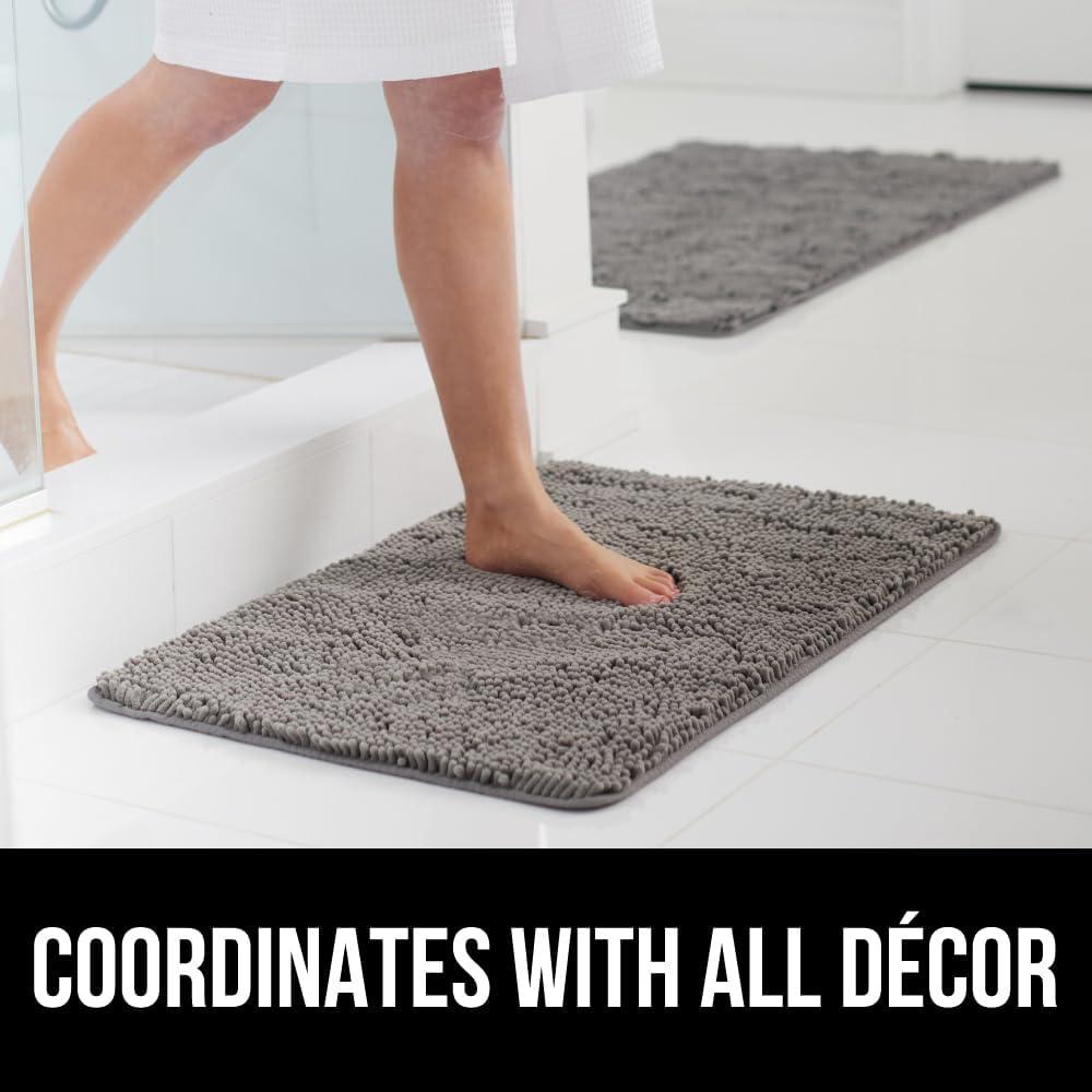 GORILLA GRIP Bathroom Rug and Toilet Base Floor Rugs Set, Quick Dry Plush Chenille, 30x20 Carpet, Gray